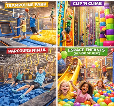 Activités Fun Space — Trampoline, Escalade, Ninja, Plaine de jeux